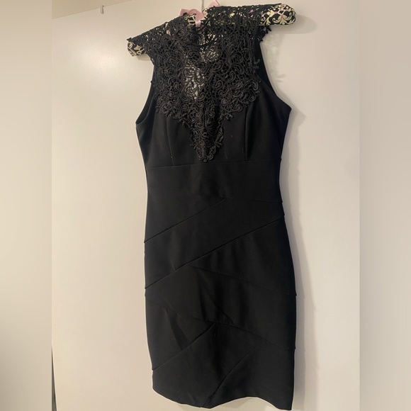 Black Bandage Dress With Lace Detail - Picture 3 of 6